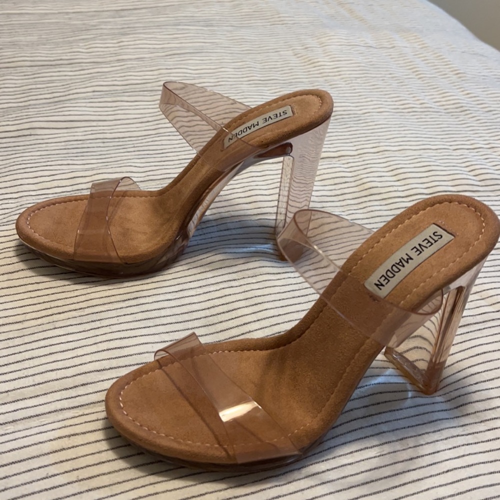 Tan and clear Steve Madden heels